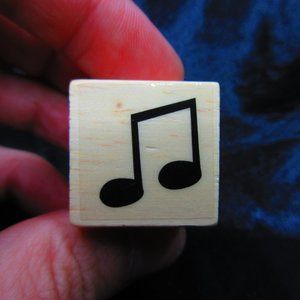 Music Note Wood Mounted Stamp 1" X 1"